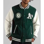 Oakland A’s Full-Snap Wool and Leather Varsity Jacket