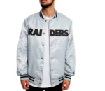 Oakland Raiders Black and White Satin Jacket12