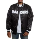 Oakland Raiders Black and White Satin Jacket2