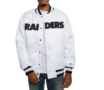 Oakland Raiders Black and White Satin Jacket7