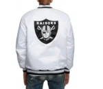 Oakland Raiders Black and White Satin Jacket8