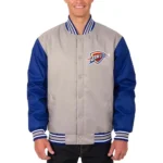 Oklahoma City Thunder Gray Royal Varsity Poly Twill Jacket