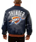 Oklahoma City Thunder Navy Blue Leather Varsity Jackets