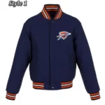 Oklahoma City Thunder Navy Wool Varsity Jacket