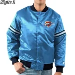 Oklahoma City Thunder Pick Satin Blue Varsity Jacket