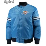 Oklahoma City Thunder Pick Varsity Satin Blue Jacket