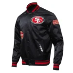 Old English San Francisco 49ers Black Satin Jacket