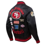 Old English San Francisco 49ers Black Satin Jackets