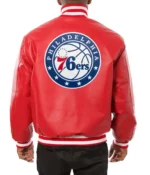 Philadelphia 76ers Red Leather Varsity Jackets