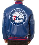 Philadelphia 76ers Royal Blue Leather Varsity Jackets