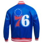 Philadelphia 76ers Script Tail Royal Satin Jacket