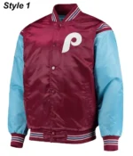 Philadelphia Phillies Bomber Satin Jacket1