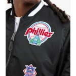 Philadelphia Phillies MA-1 Bomber Black Full-Zip Satin Jackets