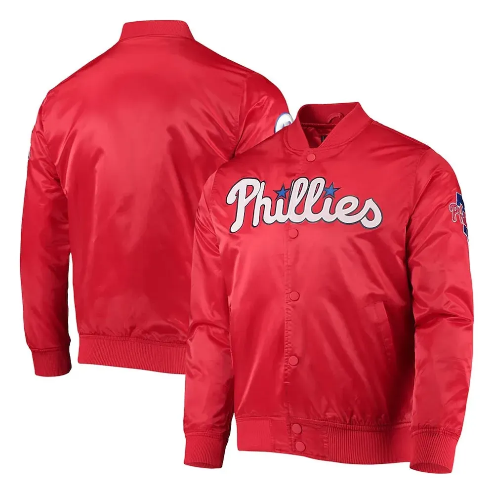 Philadelphia Phillies Wordmark Satin Full-Snap Jacket