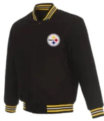 Pittsburgh Steelers Bomber Black Wool Jacket