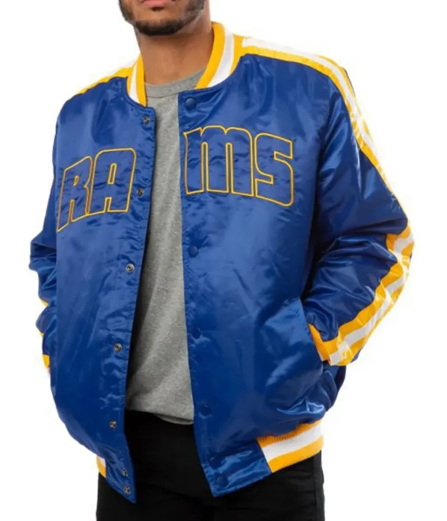 Rams LA Satin Blue Bomber Varsity Jacket