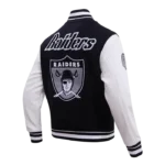 Retro Classic Las Vegas Raiders Rib Bomber Wool Varsity Jacket