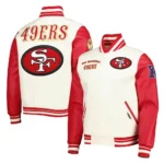 Retro Classic San Francisco 49ers Cream And Red Varsity Jacket