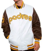 San Diego Padres Bomber Brown and White Varsity Jacket