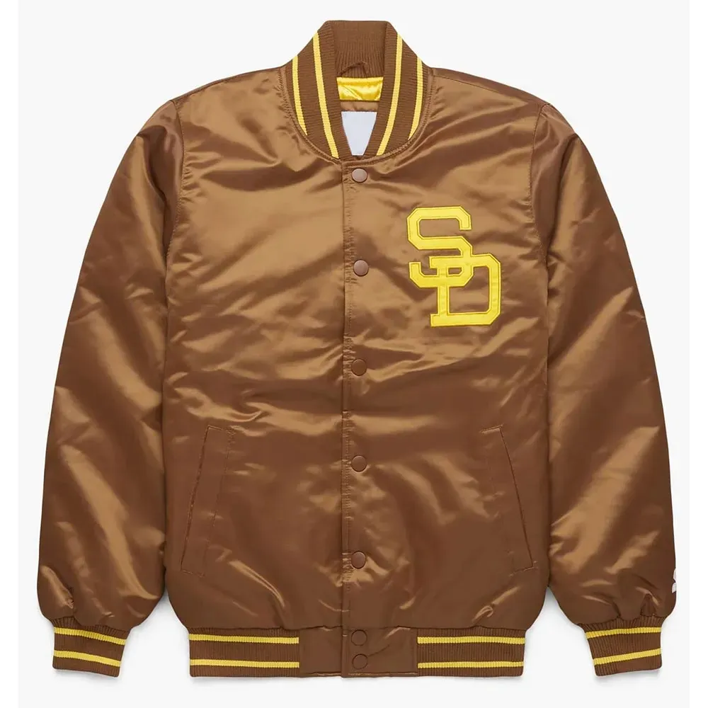 San Diego Padres Brown Full-Snap Bomber Jacket