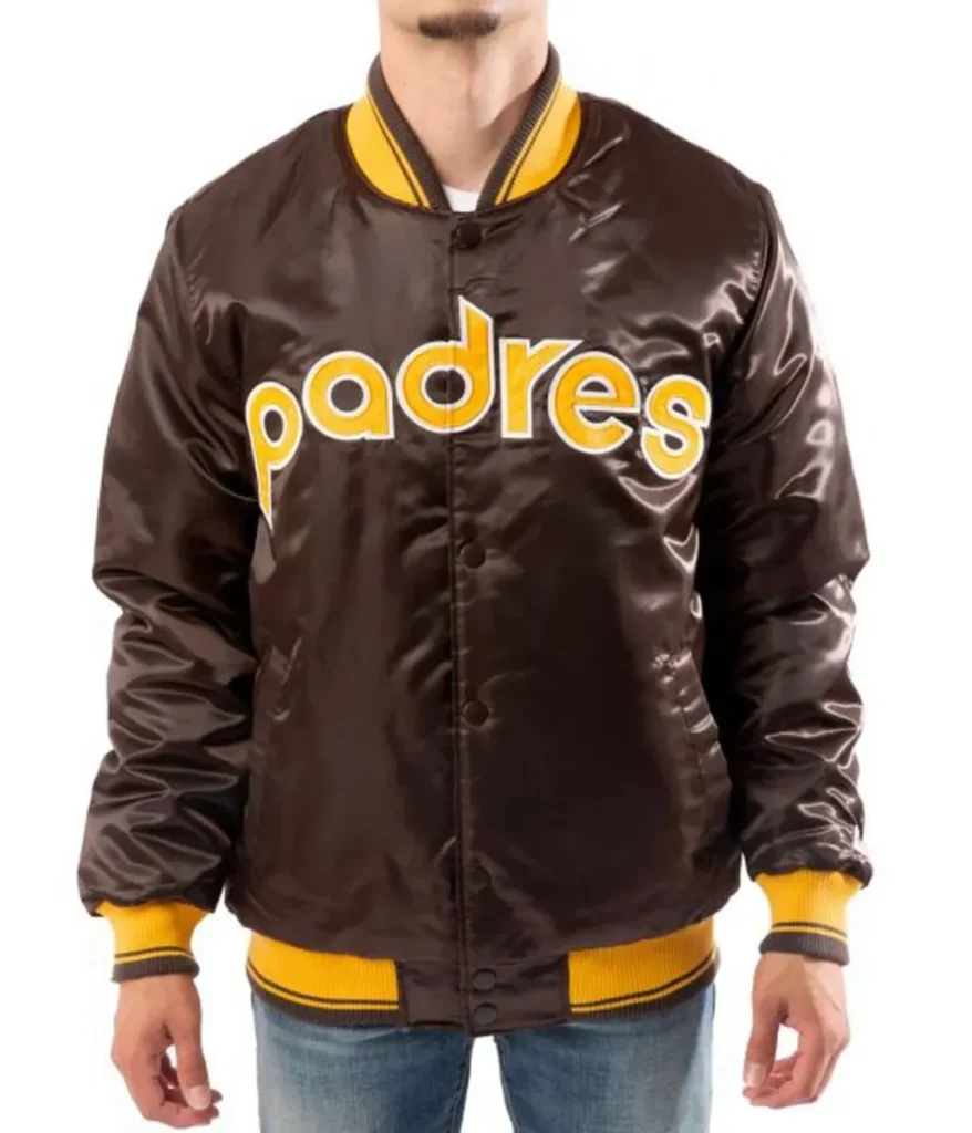 San Diego Padres Brown Satin Bomber Jacket