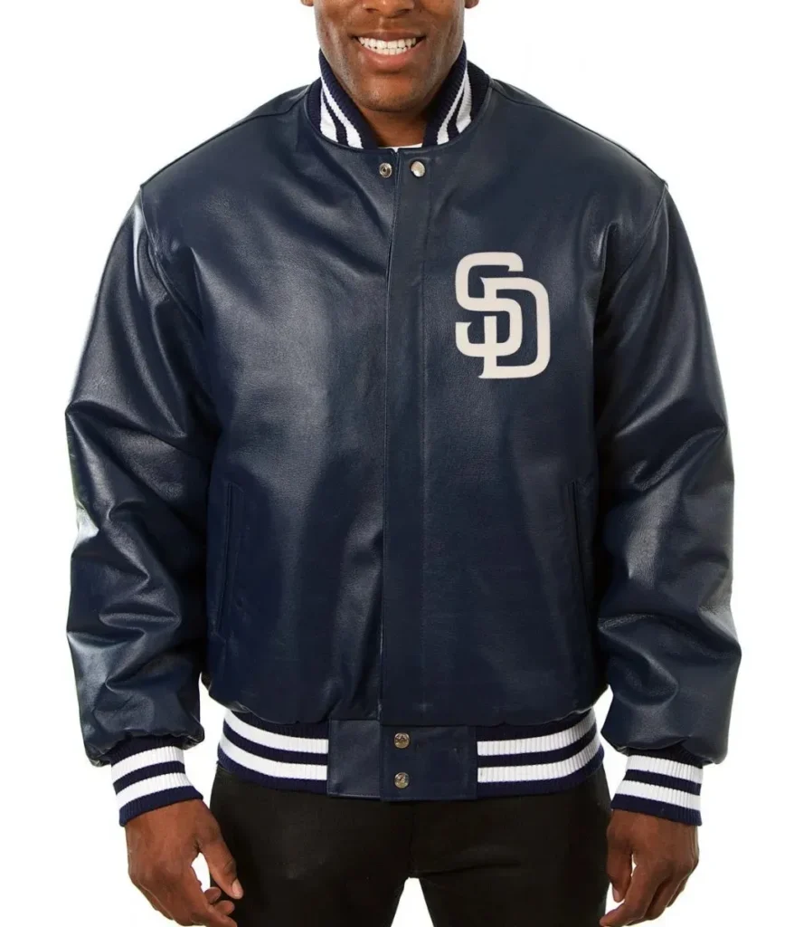 San Diego Padres Navy Blue Leather Jacket