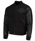 San Francisco 49ers Black Leather Varsity Jacket