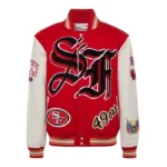 San Francisco 49ers Black & Red Wool Letterman Jacket