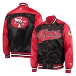 San Francisco 49ers Full-snap Black and Red Satin Starter Varsity Jacket