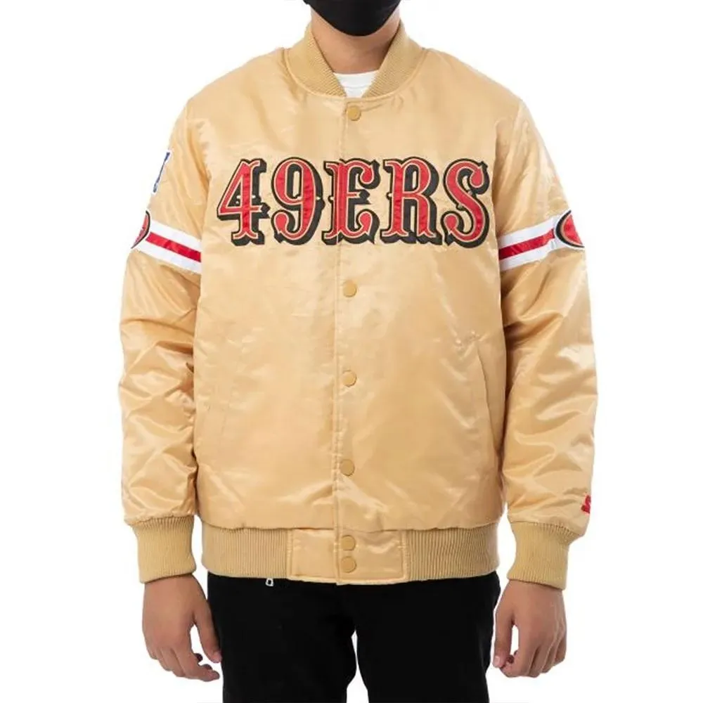 San Francisco 49ers Gold Striped Satin Varsity Jackets