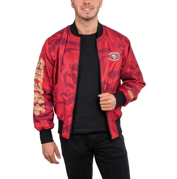 San Francisco 49ers Nfl Mens Camo Bomber Jacket