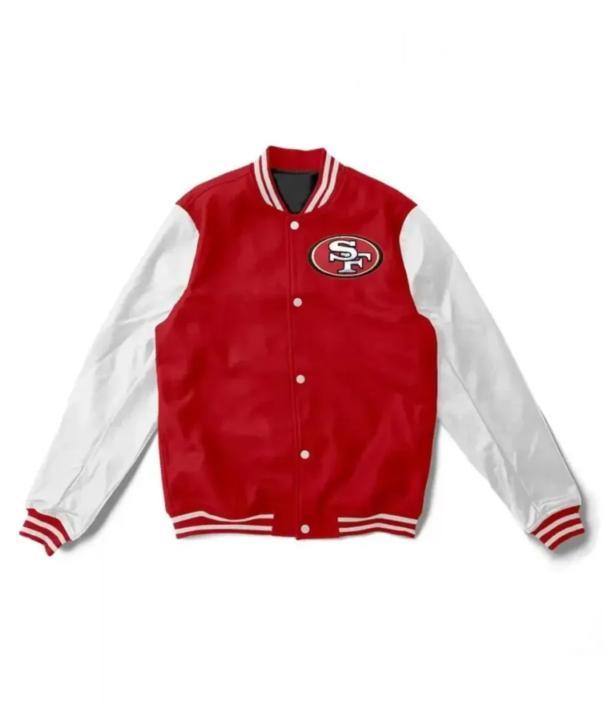 San Francisco 49ers Red And White Varsity Wool Jacket