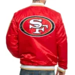 San Francisco 49ers Red Satin Stripes Bomber Jackets