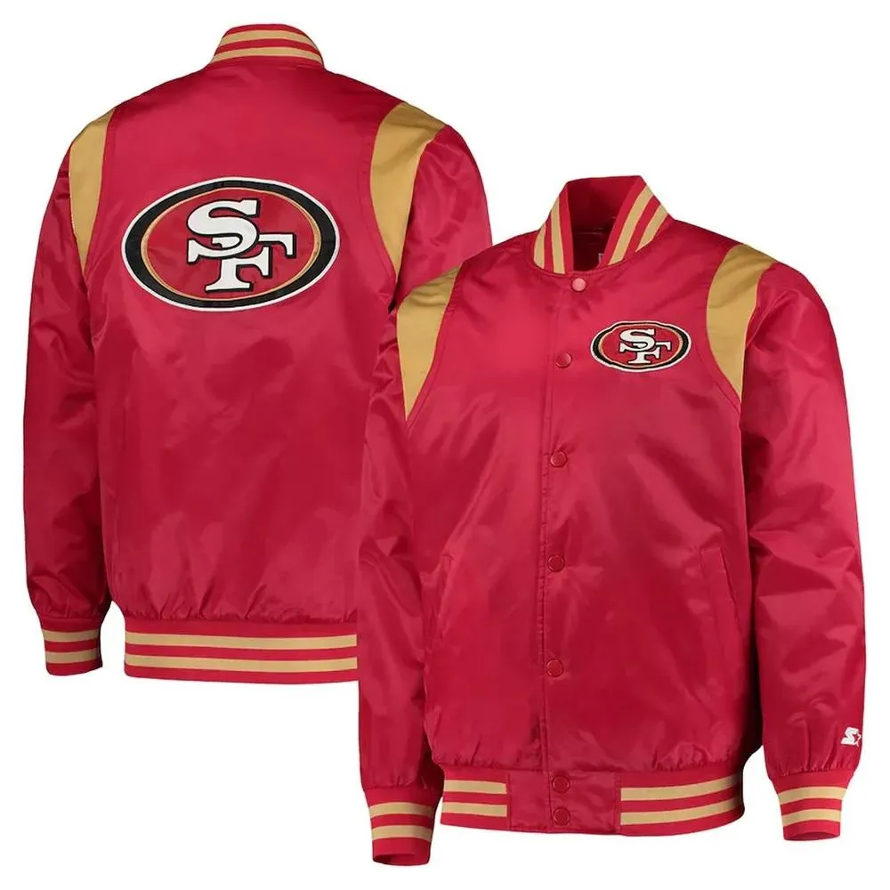 San Francisco 49ers Scarlet gold Prime Time Full-snap Satin Varsity Jacket