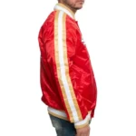 San Francisco 49ers Varsity Red White And Gold Stripes Satin Jacket