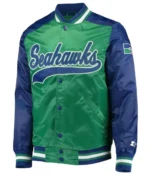 Seattle Seahawks Starter Blue and Green Varsity Jacket