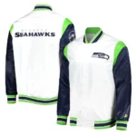 Seattle Seahawks Throwback Warm Up Pitch Varsity Satin Jacket