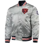 Silver Chicago Bears Satin Jackets