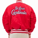 St. Louis Cardinals MA-1 Full-Zip Satin Bomber Red Jacket