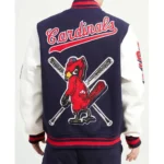 St. Louis Cardinals Mash Up Logo Navy and White Varsity Full-Zip Jackets