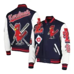 St. Louis Cardinals Mash Up Logo Varsity Navy and White Jacket