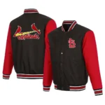 St. Louis Cardinals Poly-Twill Full-Snap Black And Red Jacket