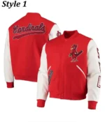 St. Louis Cardinals Varsity Letterman Red and White Wool And Leather Jackets