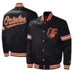 Starter Black Midfield Baltimore Orioles Varsity Full-Snap Satin Jacket