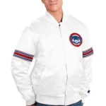 Starter Chicago Cubs Power Forward Varsity White Satin Full-Snap Jacket