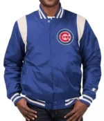 Starter Chicago Cubs Varsity Satin Royal Blue Cream Jacket