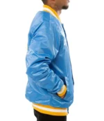 Starter Los Angeles Chargers Blue And White Satin Bomber Varsity Jacket