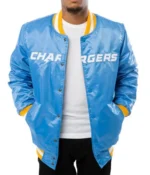 Starter Los Angeles Chargers Blue And White Satin Varsity Jacket