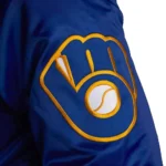 Starter Milwaukee Brewers Royal Blue Full-Snap Satin Bomber Jacket