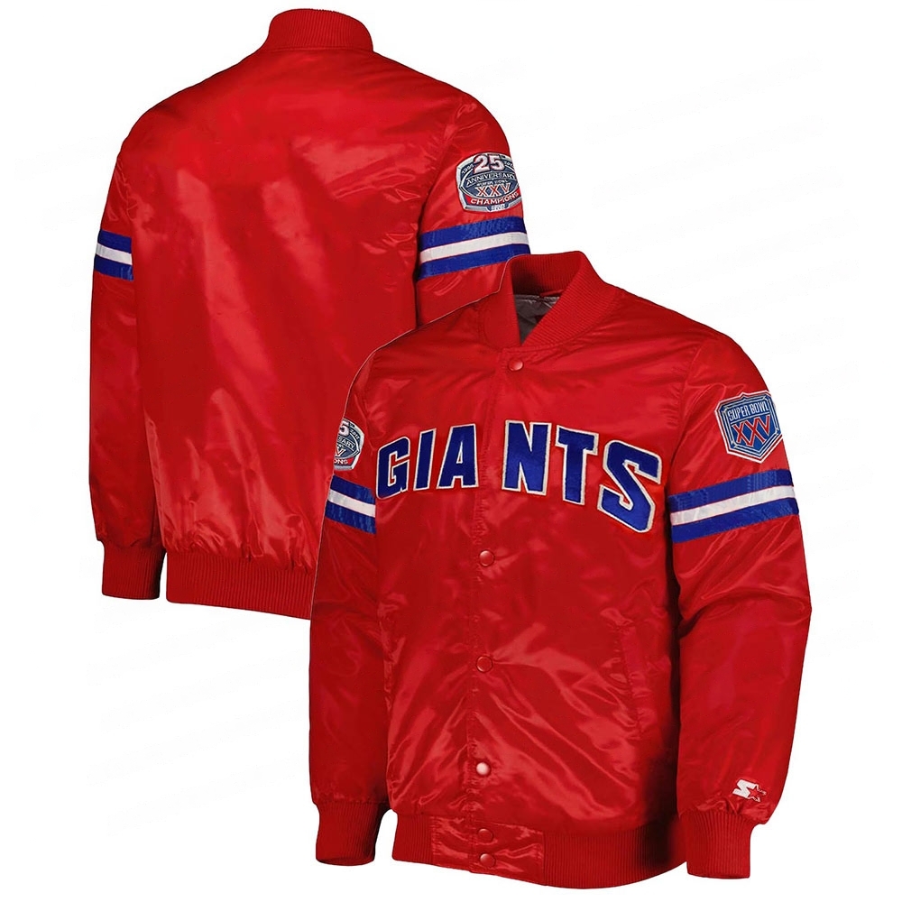 Starter Red New York Giants 25th Anniversary Satin Full-Snap Jacket